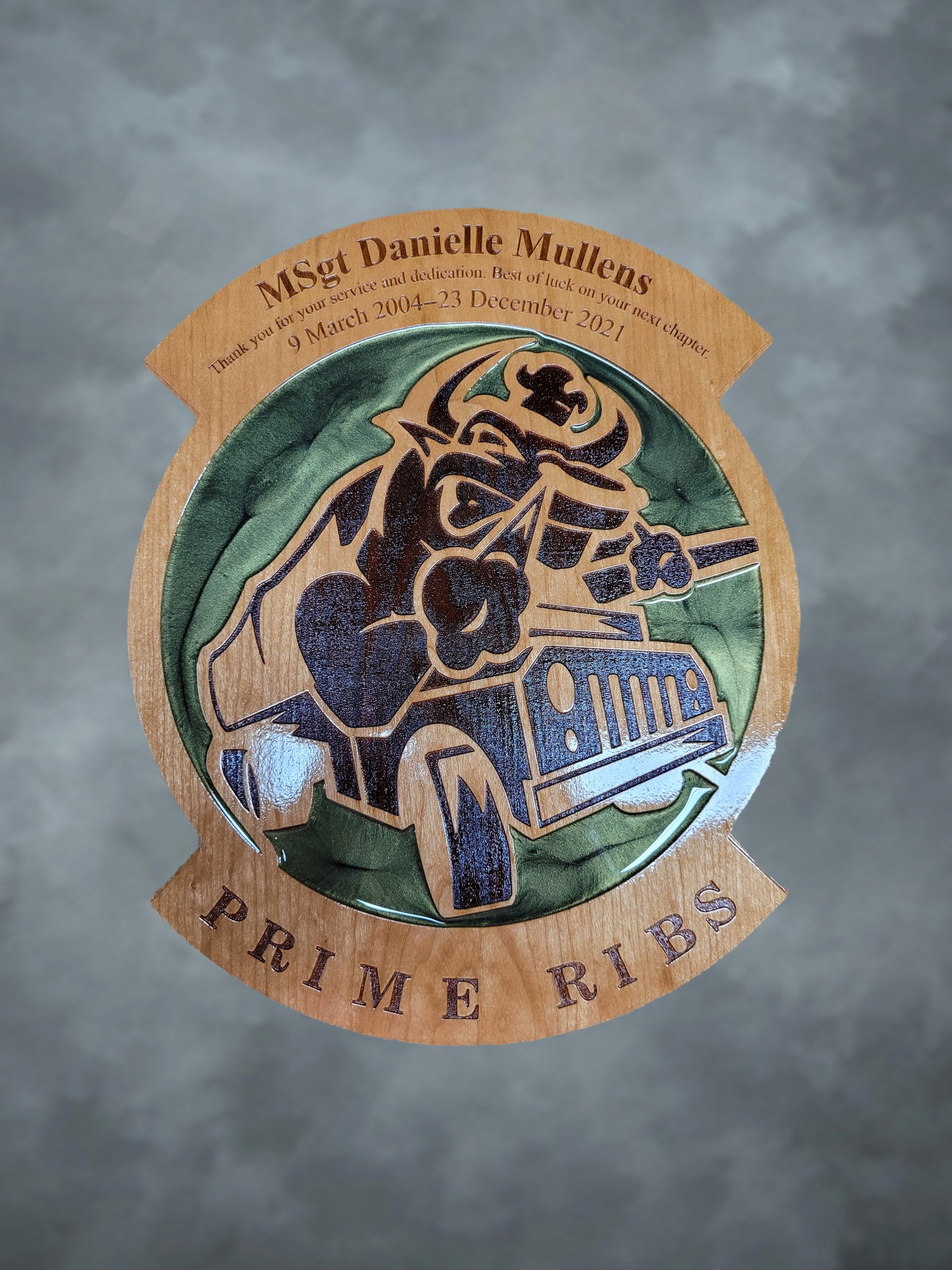 Cherry Prime Ribs Plaque with Epoxy