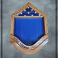 Air Force Oak MSgt Shadowbox with Lower Stripe Engraving, Flag, and Golden Oak stain