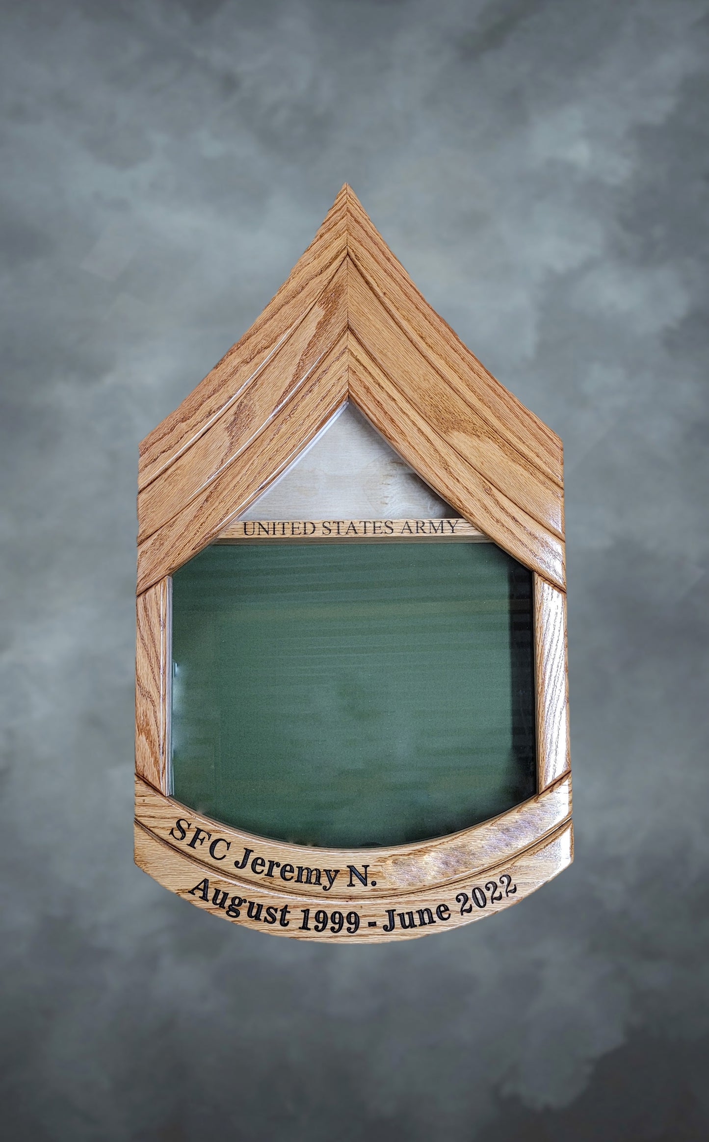 Oak Army SFC Shadowbox with Engraving