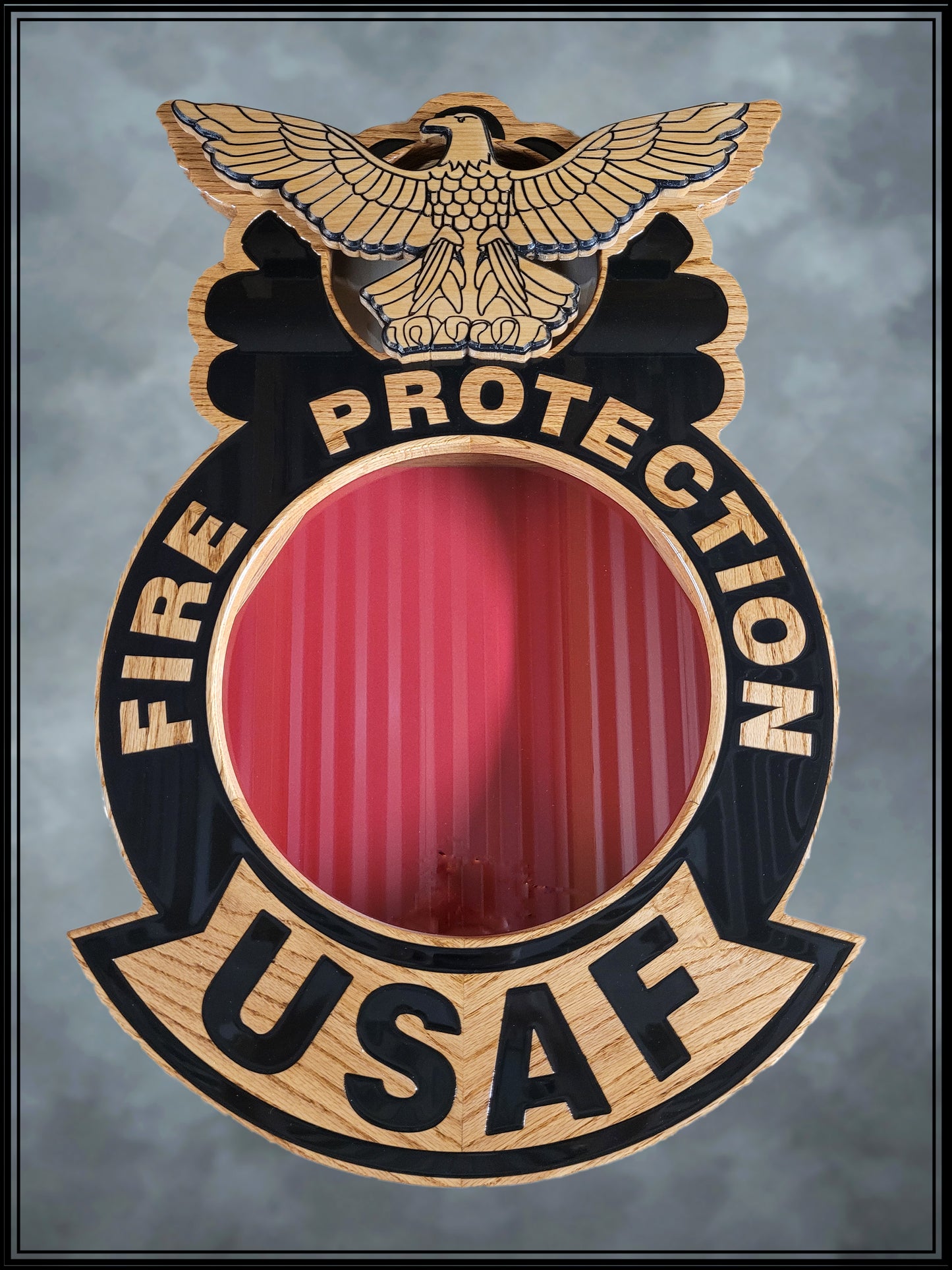 Air Force Fire Protection Shadowbox with Black Resin