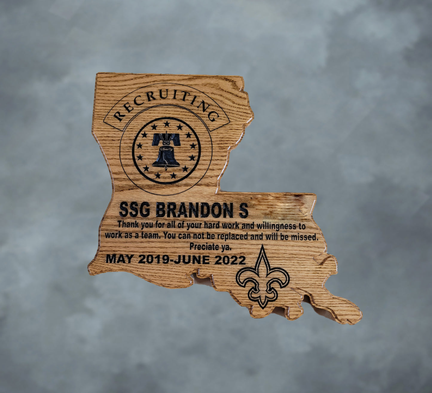 Oak Louisiana State Plaque with Logos