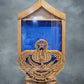 Air Force Function Badge MSgt Oak Shadowbox with Golden Oak Stain