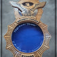 Oak Air Force Security Forces Shadowbox with Blue Background, Golden Oak Stain, and Lasered Glass