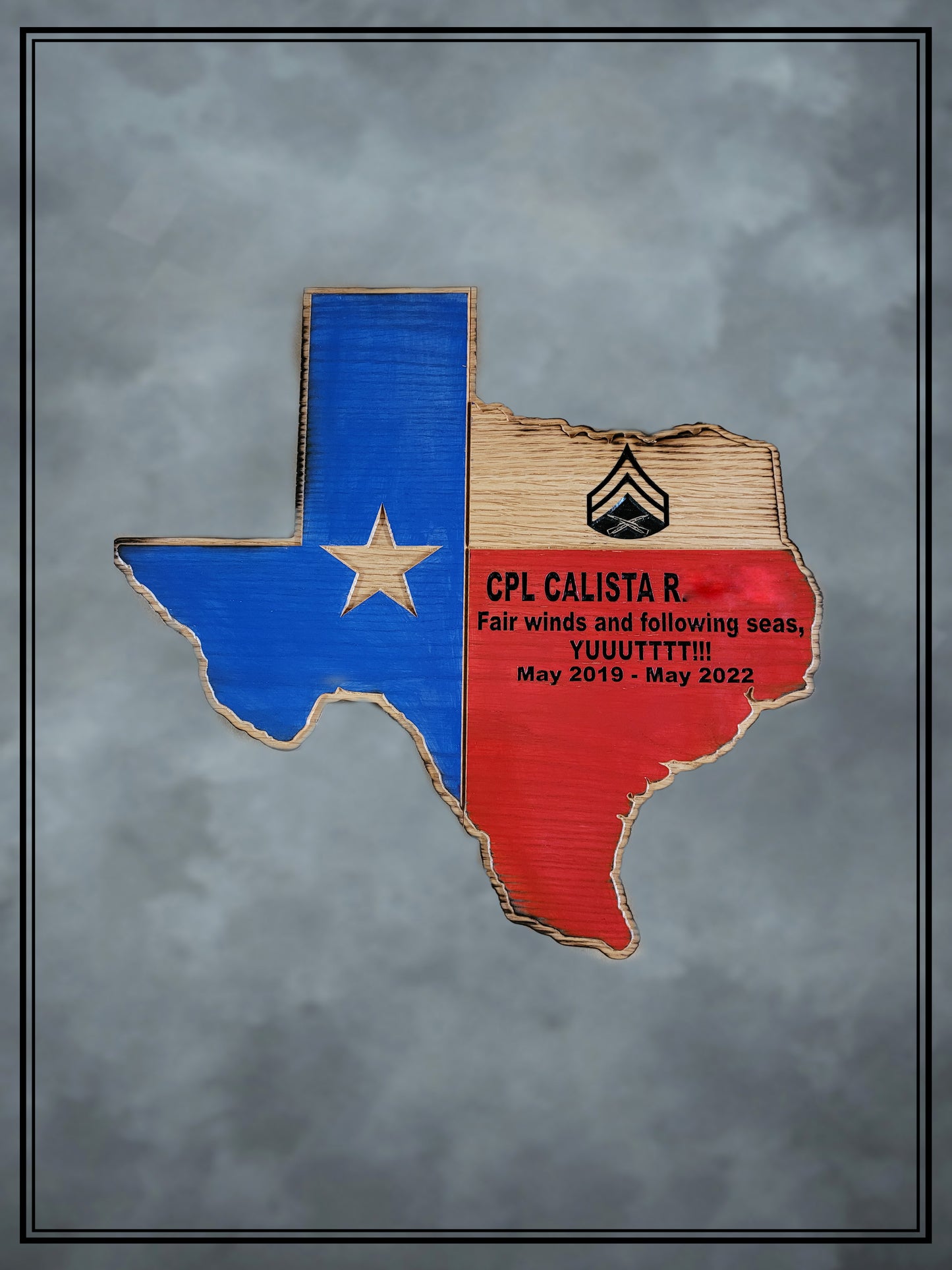 Painted Oak Texas State Plaque