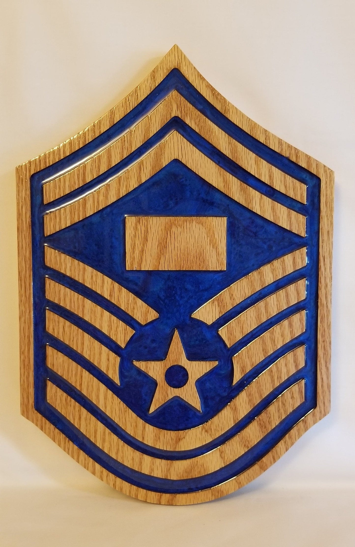 Air Force SMSgt Chevron Plaque ready for metal engraved plate.